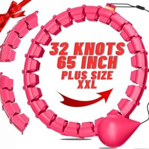 65inch 32 Knots Plus Size Quiet Weighted Hula Infinity Fitness Detachable Hoops, Smart Noiseless Hula for Women, 2 in 1 Waist and Abdominal Workout Equipment at Home