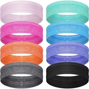 8 Pieces Sweatbands Non Slip Headbands Stretchy Running Sports Headband Workout Headband Grip Silicone Yoga Hair Band Elastic Exercise Hair Wrap for Women Men