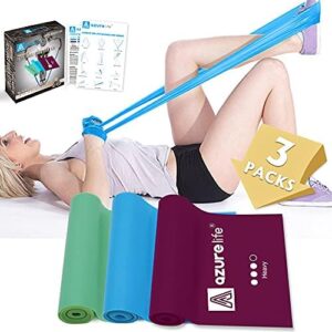 A AZURELIFE Resistance Bands, Professional Non-Latex Elastic Exercise Bands, 5 ft. Long Stretch Bands for PT, Yoga, Pilates, Rehab, at-Home or The Gym Workouts