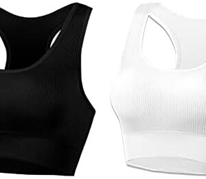 AMRIY Racerback Sports Bras for Women Medium Support Padded Bra Seamless Women's Sports Wireless Bra