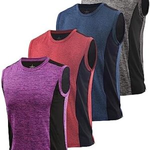 AMVELOP Men’s 4 Pack Workout Tank Tops for Men Dry Fit Gym Training Sports Fitness Bodybuilding Sleeveless Shirts