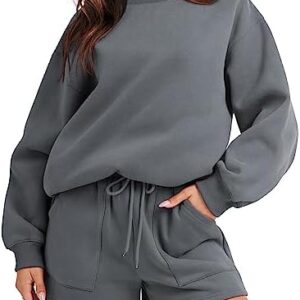 ANRABESS Women 2 Piece Outfits Sweatsuit Oversized Sweatshirt & Lounge Shorts 2023 Casual Cozy Pajamas Tracksuit Set