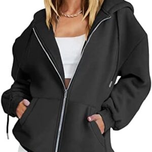 ANRABESS Women's Oversized Zip Up Hoodies Sweatshirts Y2K Clothes Teen Girl Fall Casual Drawstring Jackets with Pockets