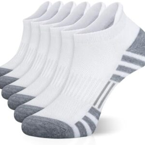 Airacker Ankle Athletic Running Socks Cushioned Breathable Low Cut Sports Tab Socks for Men and Women (6 Pairs)