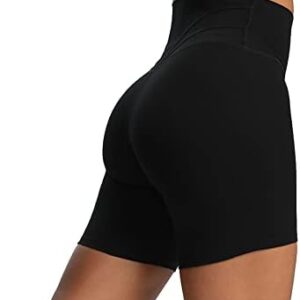 Aoxjox Trinity Workout Biker Shorts for Women Tummy Control High Waisted Exercise Athletic Gym Running Yoga Shorts 6"