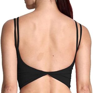 Aoxjox Women's Workout Sports Bras Fitness Padded Backless Yoga Crop Tank Top Twist Back Cami