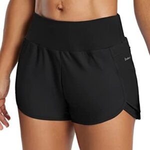 BALEAF Running Shorts for Women, 3 Inches Athletic Shorts, Quick Dry Zipper Pocket Mid-Rise Shorts with Liner Workout