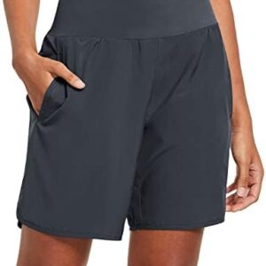 BALEAF Womens' 7" Long Running Athletic Shorts with Liner Workout Zipper Pocket