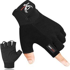 BEAST RAGE Workout Gloves for Men, Durable Palm Grip Gym Gloves Women Half Finger Elasticated Training Weight Lifting Strength Bodybuilding Anti Slip Cycling Gloves Exercise