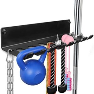 BRTGYM Gym Rack Organizer, Home Gym Accessories Hanger, Wall Mount Hooks for Olympic Barbells, Row Handles, Bats or Tools (E-Book Instruction Included)