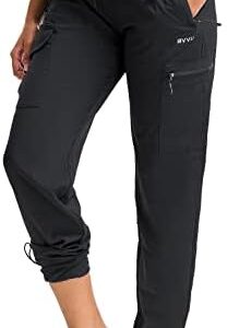 BVVU Women's Cargo Joggers Lightweight Quick Dry Hiking Pants Outdoor Waterproof Athletic Workout Pants with Zipper Pockets