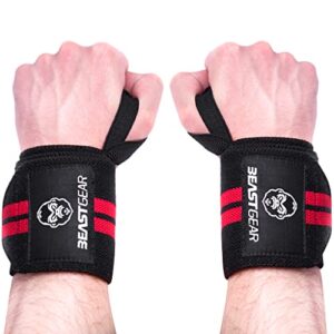 Beast Gear Wrist Wraps for Weightlifting - 20" Wrist Support Straps for Weight Lifting with Thumb Loop