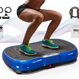 Bigzzia Vibration Plate Exercise Machine 10 Modes Whole Body Workout Vibration Fitness Platform w/ Loop Bands Jump Rope Bluetooth Speaker Home Training Equipment for Weight Loss & Toning