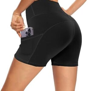 Biker Shorts for Women with Pockets - High Waist Tummy Control Bike Shorts for Gym Workout Athletic Running Yoga