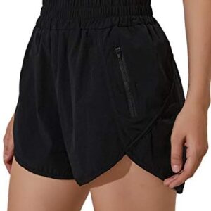 Blooming Jelly Womens High Waisted Running Shorts Athletic Workout Shorts Quick Dry Pants with Zipper Pocket