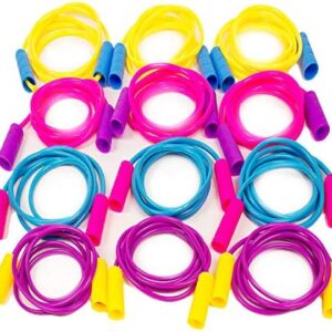 Boley Kids Jump Rope Set - 12 Pk 7 ft Skipping Rope for Girls & Boys - Jump Ropes in Assorted Bright Colors