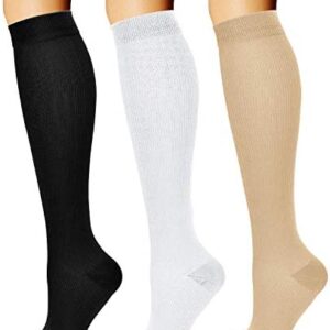 CHARMKING Compression Socks for Women & Men Circulation (3 Pairs) 15-20 mmHg is Best Support for Athletic Running Cycling