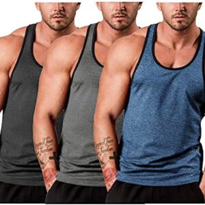 COOFANDY Men's 3 Pack Gym Tank Tops Y-Back Workout Muscle Tee Sleeveless Fitness Bodybuilding T Shirts