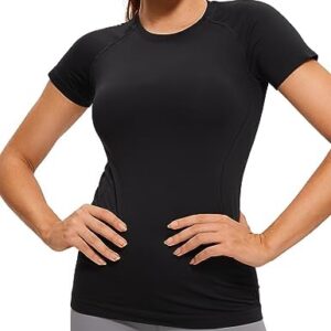 CRZ YOGA Seamless Workout Tops for Women Short Sleeve Athletic Tees Breathable Gym Running Yoga Tshirts Shirts