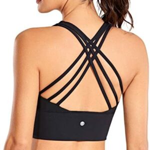 CRZ YOGA Strappy Longline Sports Bras for Women - Wirefree Padded Criss Cross Yoga Bras Cropped Tank Tops