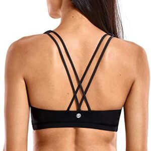 CRZ YOGA Women's Low Impact Strappy Sports Bra - Low Cut Wirefree Padded Yoga Bra Criss Cross Back