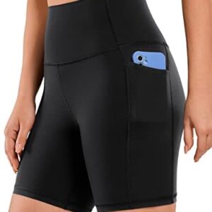 CRZ YOGA Women's Naked Feeling Biker Shorts - 4''/ 5''/ 6''/ 8''/ 10'' High Waisted Yoga Gym Spandex Shorts Side Pockets