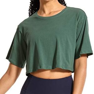 CRZ YOGA Women's Pima Cotton Workout Crop Tops Short Sleeve Yoga Shirts Casual Athletic Running T-Shirts