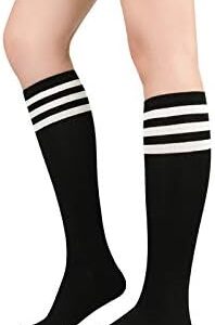 Century Star Women's Knee High Socks Athletic Thin Stripes Tube Socks High Stockings Outdoor Sport Socks