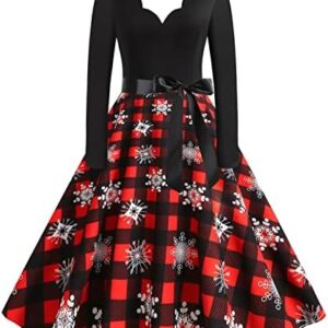 Christmas Dresses Women's Dress 2023 Women Trendy Crewneck A-line Party Dresses Long Sleeve Cocktail Dress