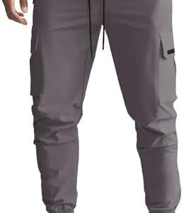 Comdecevis Men's Cargo Jogger Pants Stretch Sweatpants Slim Fit Track Pants with Zipper Pockets Casual Pants