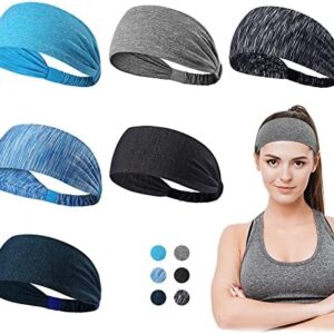 Dreamlover Workout Headbands for Women, Sweatbands for Women, Yoga Headbands for Women Athletic, Sports Headbands for Exercise, 6 Pieces