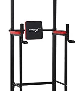 Emer Power Tower Pull Up Bar Workout Dip Station,Multi-function Home Gym Strength Training Fitness Equipment (black)