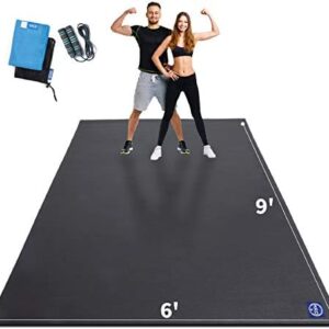 Extra Large Exercise Mat 9' x 6' x 7mm, High-Density Workout Mats for Home Gym Flooring, Non-Slip, Extra Thick Durable Cardio Mat, Ideal for Plyo, MMA, Jump Rope - Shoe Friendly