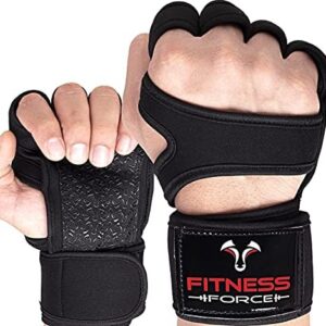 FITNESS FORCE Ventilated Gym Gloves for Men with Built-in Wrist Support for Workouts Weightlifting Gloves Workout Gloves for Women