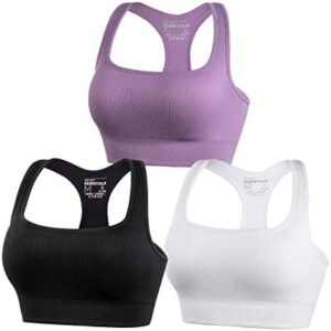 FITTIN Racerback Sports Bras for Women - Padded Seamless High Impact Support for Yoga Gym Workout Fitness