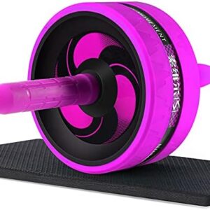 FLOAPA Ab Roller Wheel Dual ABS Abdominal Wheel AB Roller Exercise Fitness Equipment Workout Gym Indoor Exercise Equipment for Abdominal (Color : Purple)