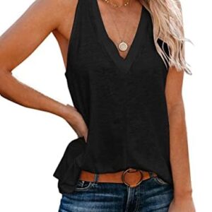 Famulily Summer Tank Tops for Women Cute Sleeveless Deep V Neck Tunic Tops