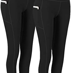 Fengbay 2 Pack High Waist Yoga Pants, Pocket Yoga Pants Tummy Control Workout Running 4 Way Stretch Yoga Leggings