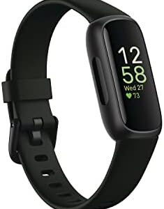 Fitbit Inspire 3 Health &-Fitness-Tracker with Stress Management, Workout Intensity, Sleep Tracking, 24/7 Heart Rate and more, Midnight Zen/Black One Size (S & L Bands Included)