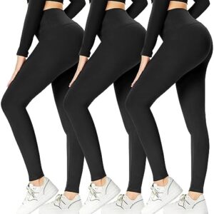 GAYHAY 3 Pack Leggings for Women High Waisted - Tummy Control Workout Yoga Pants Gym Running Compression Black Leggings