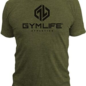 GYM LIFE Men's Power Up Athletic Performance Short Sleeve Workout T-Shirt, Black