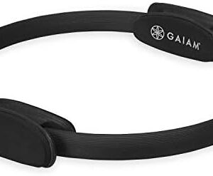 Gaiam Pilates Ring 15" Fitness Circle - Lightweight & Durable Foam Padded Handles | Flexible Resistance Exercise Equipment for Toning Arms, Thighs/Legs & Core, Black