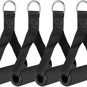 Garneck 4pcs Resistance Band Handles Plastic D Ring Exercise Strap Foam Handle Band Fitness Equipment for Home Gym Overhead Strength Training Stretching Black