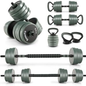 Goplus Adjustable Dumbbell Set, 92 LBS Free Weight Set w/Connector, 4 in 1 Home Gym Weights Used as Barbell, Dumbbells, Kettlebells, Push up Stand, Fitness Workout Equipment for Men Women