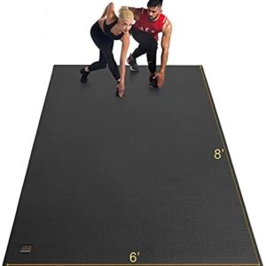 Gxmmat Extra Large Exercise Mat 6'x8'x7mm, Thick Workout Mats for Home Gym Flooring, High Density Non-Slip Durable Cardio Mat, Shoe Friendly, Great for Plyo, MMA, Jump Rope, Stretch, Fitness