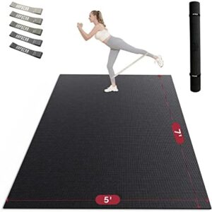 HAPBEAR Extra Large Exercise Mat-7'x5'/6'x8'/6'x9'x8mm(1/3 inch),Non-Slip, Ultra Durable, Thick Workout Mats for Home Gym Flooring Cardio, Yoga Mats for Fitness, High-Density Exercise Mat, Shoes-Friendly