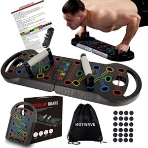 HOTWAVE Push Up Board Fitness, Portable Foldable 20 in 1 Push Up Bar at Home Gym, Pushup Handles for Floor. Professional Strength Training Equipment For Man and Women,Patent Pending