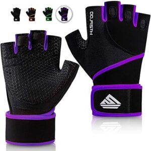 HTZPLOO Workout Gloves Gym Gloves Weight Lifting Gloves for Men Women with Full Palm Pad,Strong Wrist Wraps Support,Enhanced Grip,for Fitness,Training,Weightlifting,Exercise