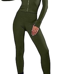 Herseas 2 Piece Workout Sets for Women Athletic Jacket with High Waisted Legging