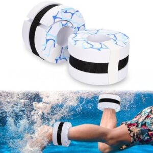 Hikeen Swim Aquatic Cuffs,High-Density EVA Water Aerobics Float Ring Fitness Pool Exercise Weights Set, Water Ankles Arms Belts with Detachable Velcro for Swim Fitness Training